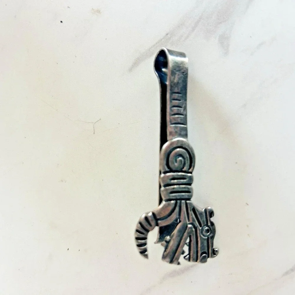 Rafael Melendez Money Clip Tie Mexico Taxco Sterling Silver‎ 980 Serpent Dragon
